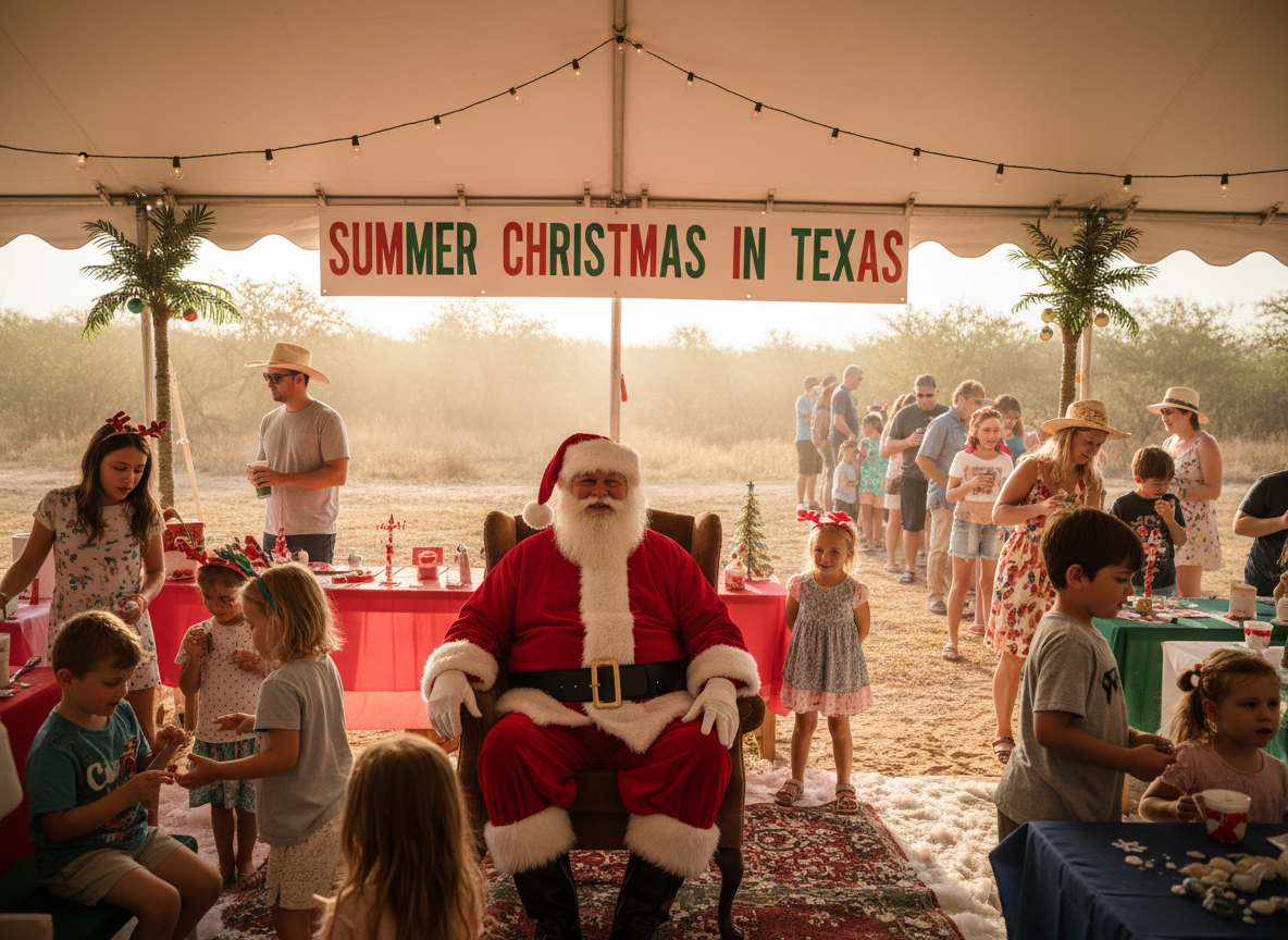 Santa summer heat outdoor event