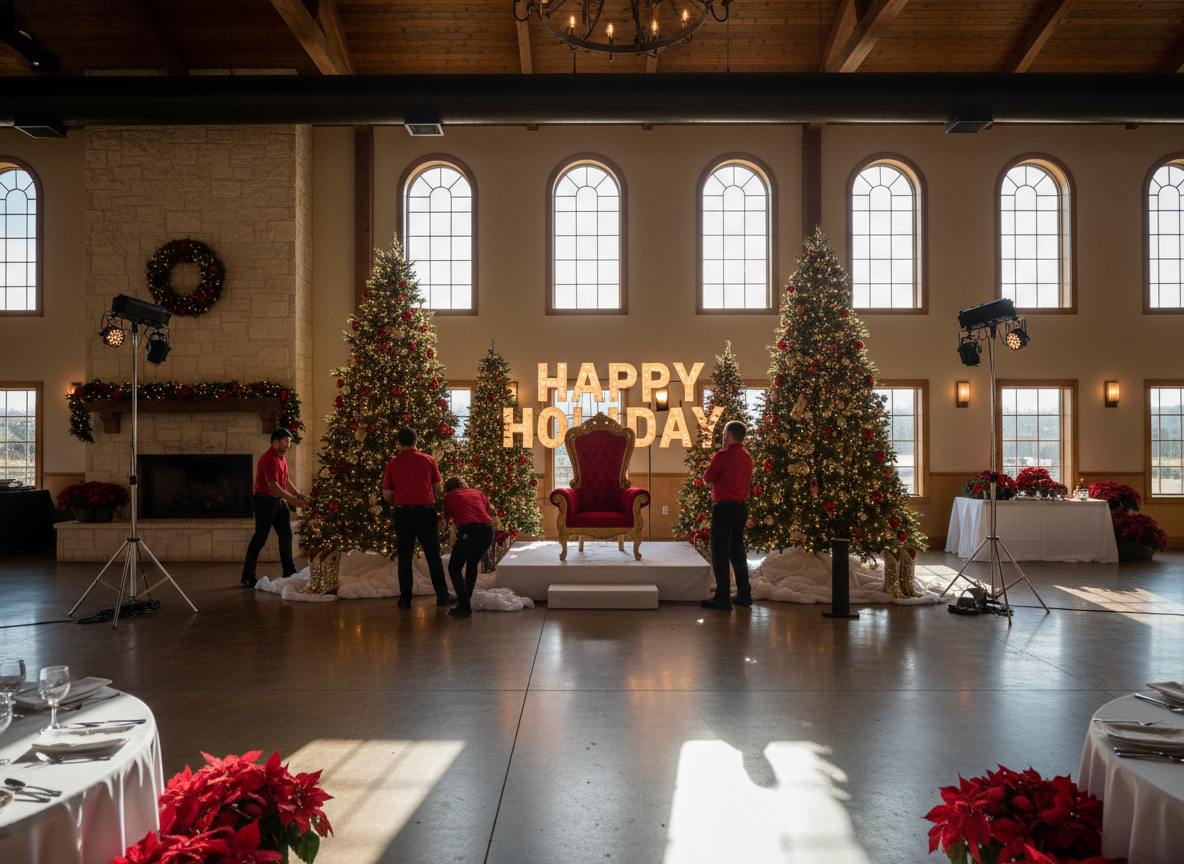 holiday party setup decorations