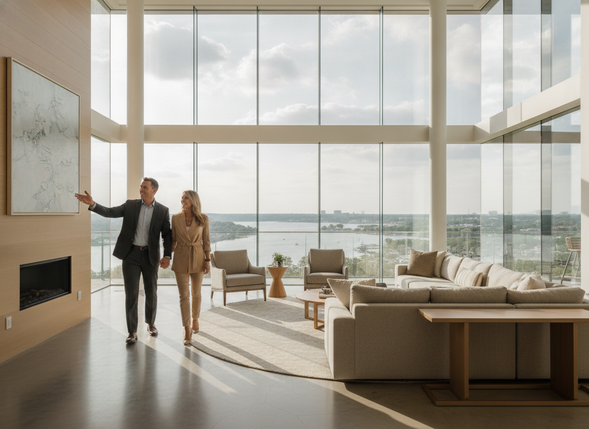 real estate agent showing home