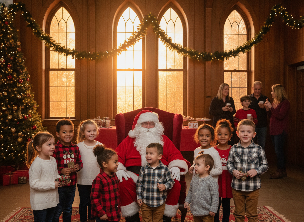 Santa children church holiday