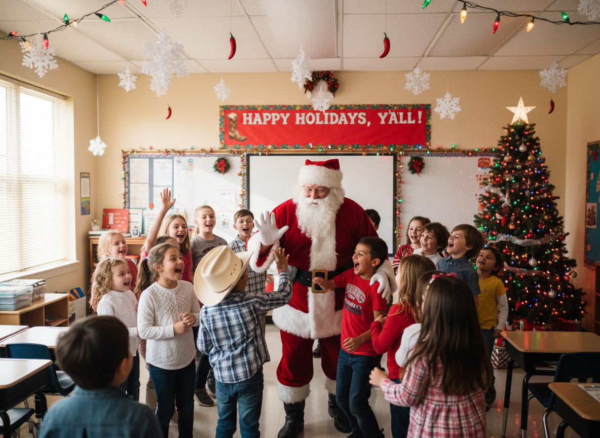Santa children classroom interaction