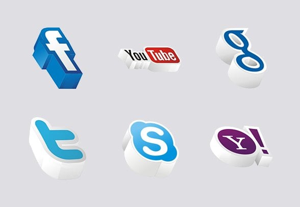 3D social media logos