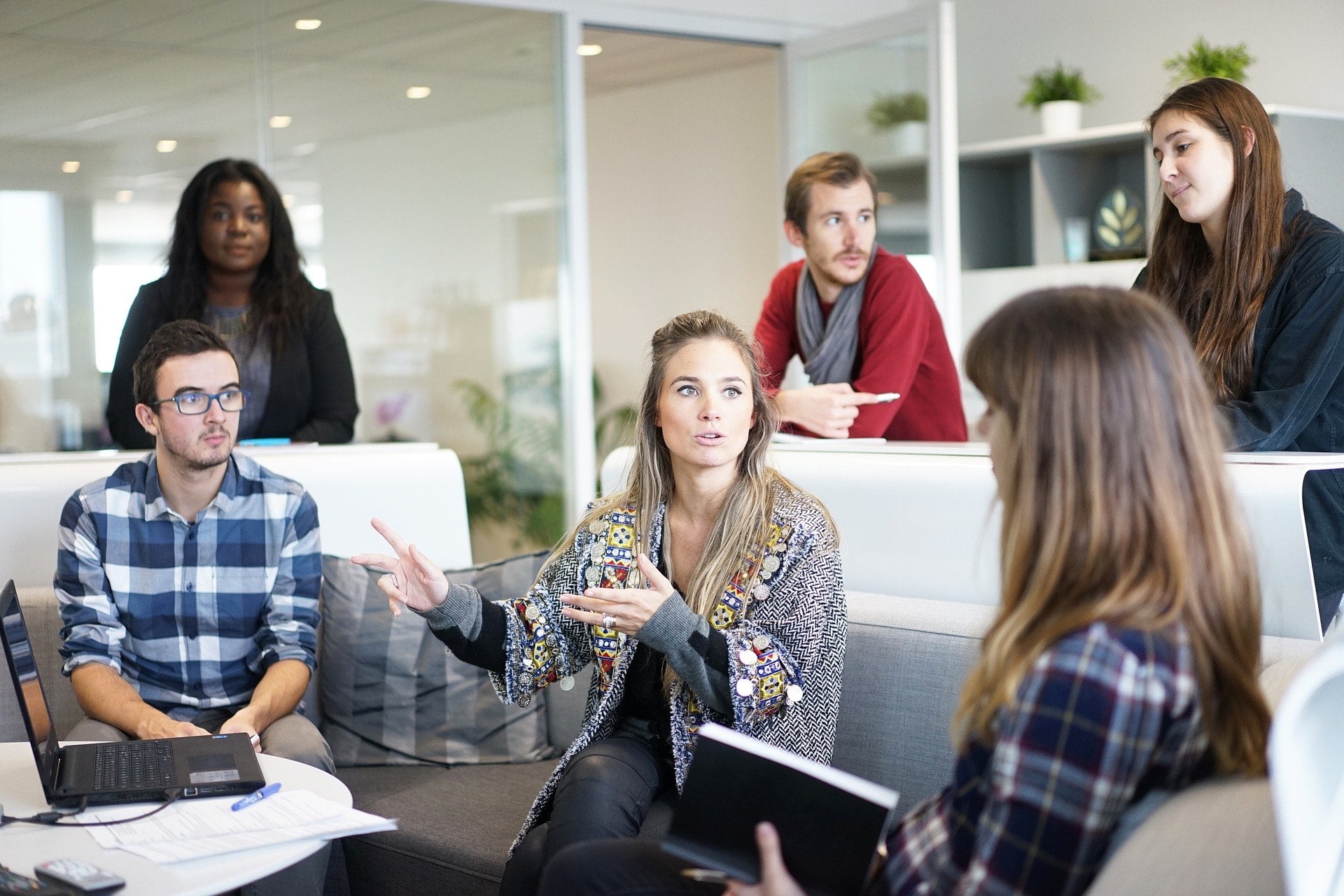 diverse office team meeting